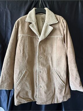Men's Suede Sherpa-Lined Wilson’s leather tan Coat - size large